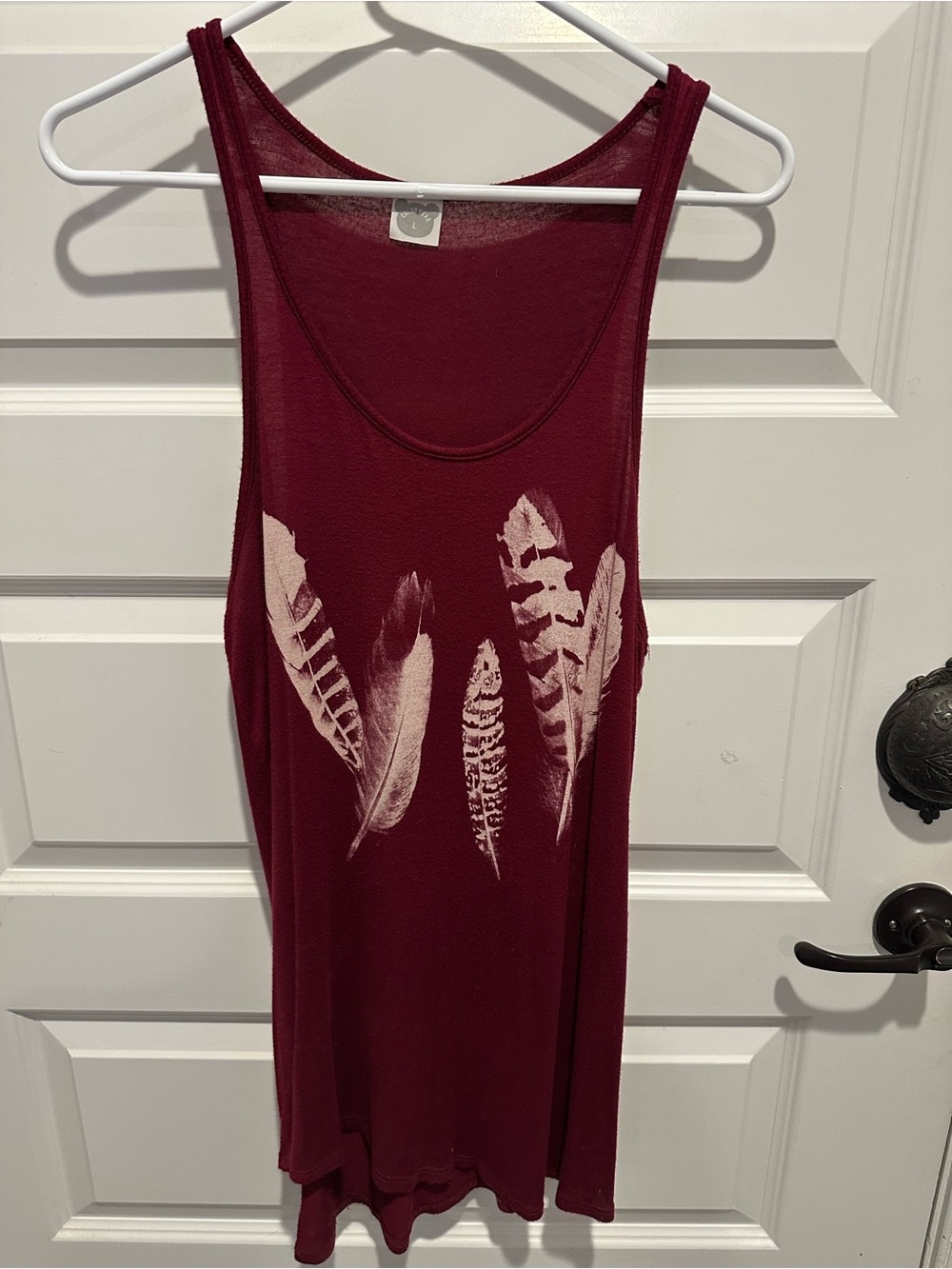 Women's Burgundy Feather Print Tank Top
